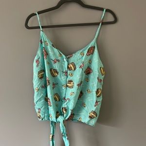 Pusheen tie front top